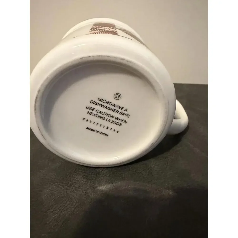 Pottery Barn Plaid Monogram “K” Mug – White & Tartan Letter – Holiday Coffee Cup
